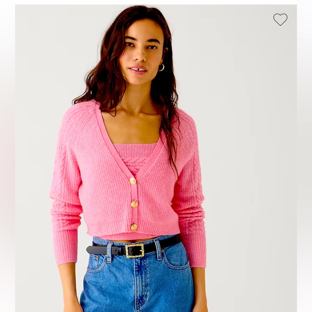 J CREW Supersoft cable knit tank and sweater set Sz S